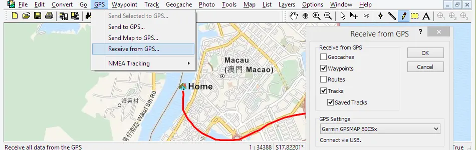 Map of Macau in ExpertGPS GPS Mapping Software
