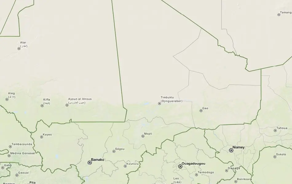 Map of Mali in ExpertGPS GPS Mapping Software