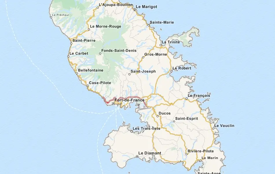 Map of Martinique in ExpertGPS GPS Mapping Software