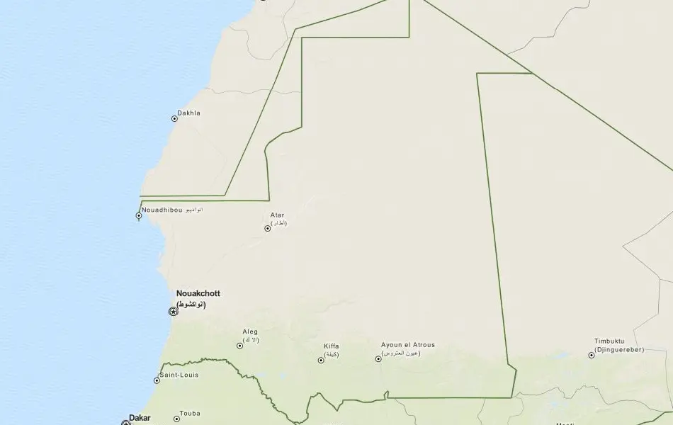 Map of Mauritania in ExpertGPS GPS Mapping Software