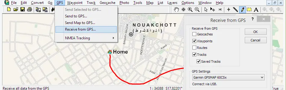 Map of Mauritania in ExpertGPS GPS Mapping Software