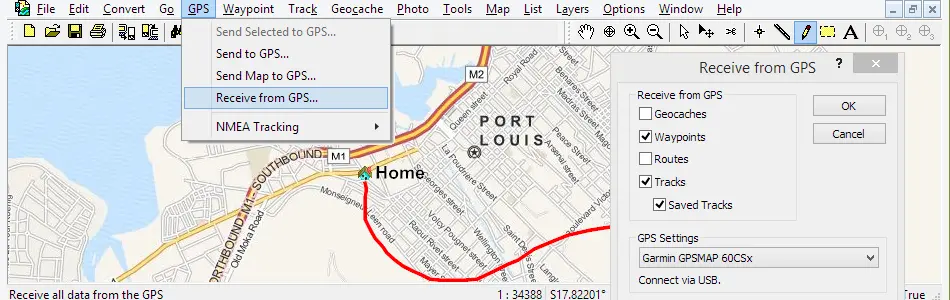 Map of Mauritius in ExpertGPS GPS Mapping Software