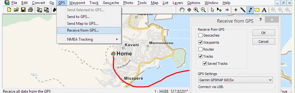Map of Mayotte in ExpertGPS GPS Mapping Software