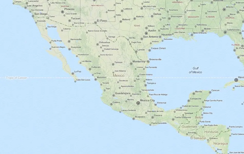 Map of Mexico in ExpertGPS GPS Mapping Software