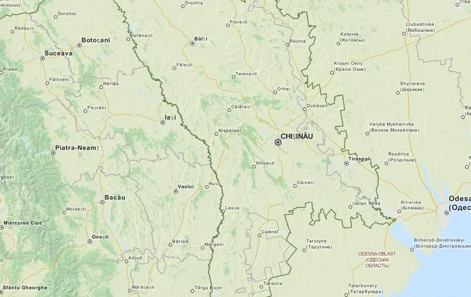 Map of Moldova in ExpertGPS GPS Mapping Software