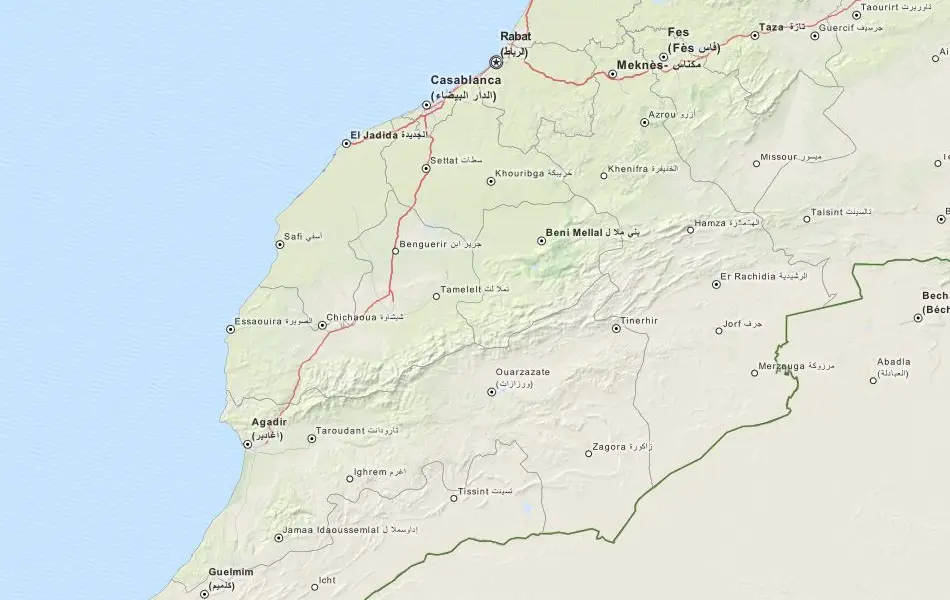 Map of Morocco in ExpertGPS GPS Mapping Software