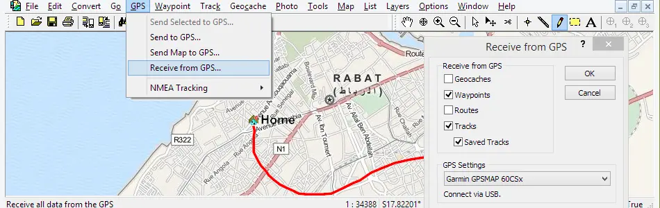 Map of Morocco in ExpertGPS GPS Mapping Software