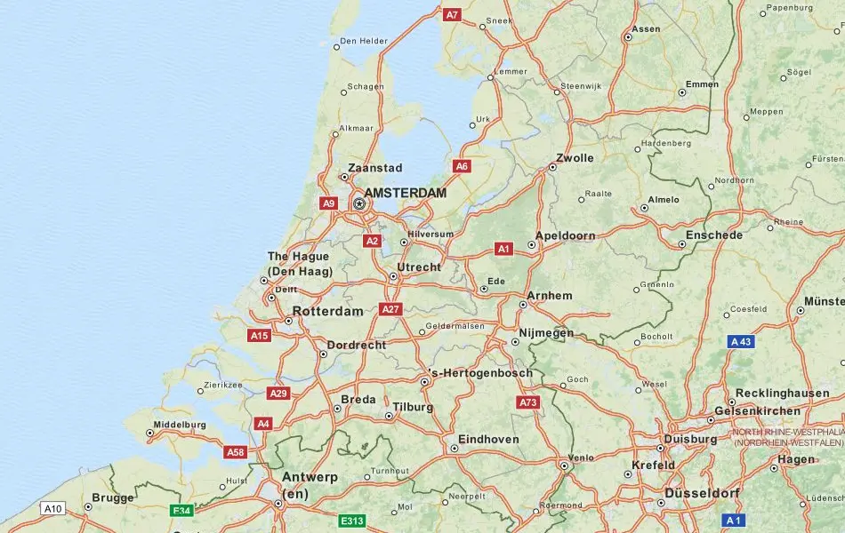 Map of Netherlands in ExpertGPS GPS Mapping Software