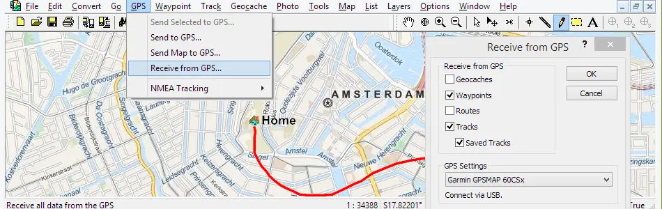 Map of Netherlands in ExpertGPS GPS Mapping Software