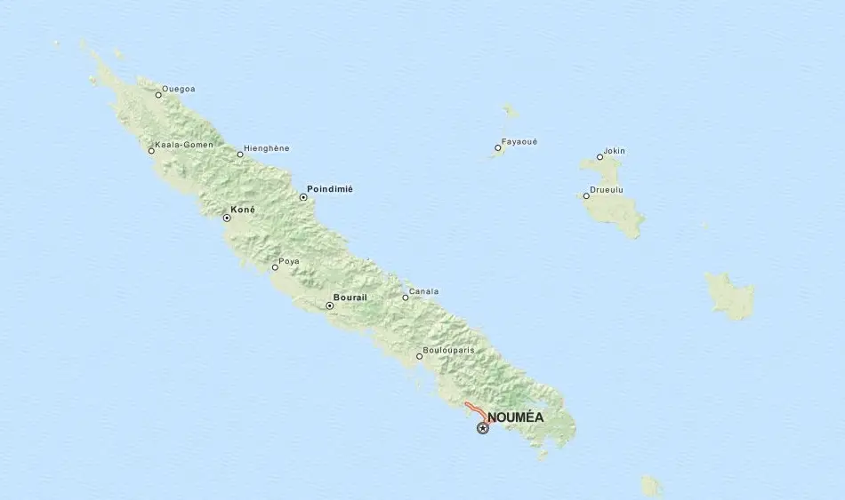 Map of New Caledonia in ExpertGPS GPS Mapping Software