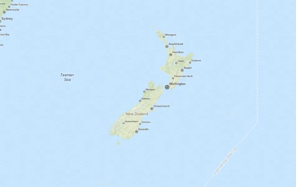 Map of New Zealand in ExpertGPS GPS Mapping Software