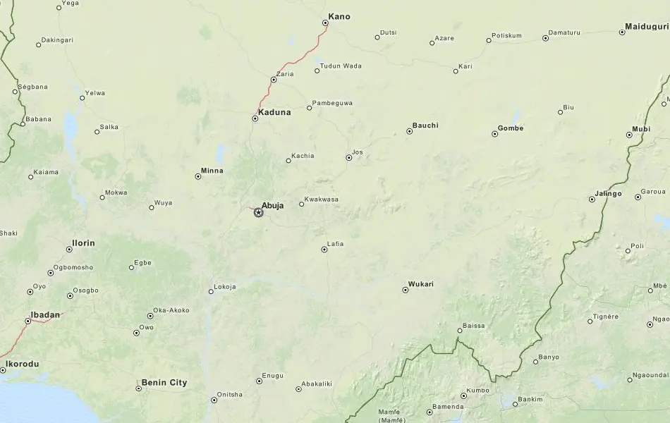 Map of Nigeria in ExpertGPS GPS Mapping Software