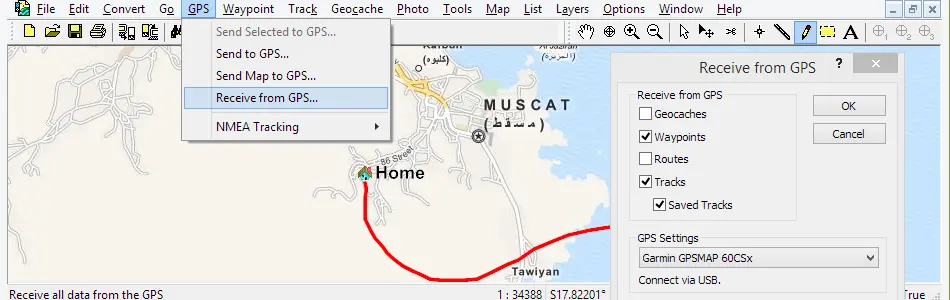 Map of Oman in ExpertGPS GPS Mapping Software