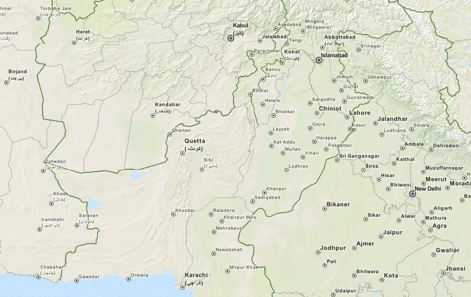 Map of Pakistan in ExpertGPS GPS Mapping Software