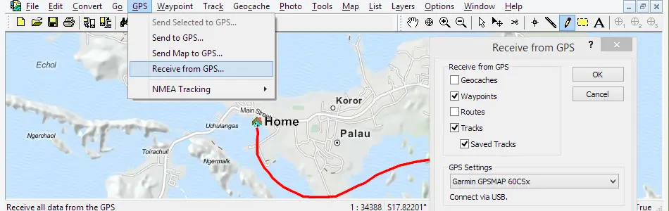 Map of Palau in ExpertGPS GPS Mapping Software
