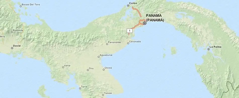 Map of Panama in ExpertGPS GPS Mapping Software