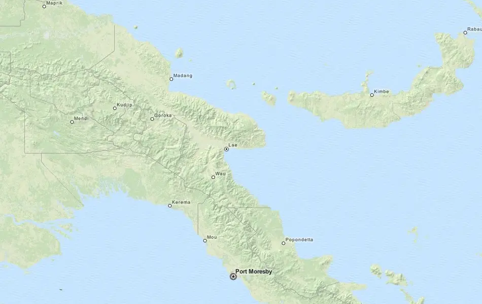 Map of Papua New Guinea in ExpertGPS GPS Mapping Software