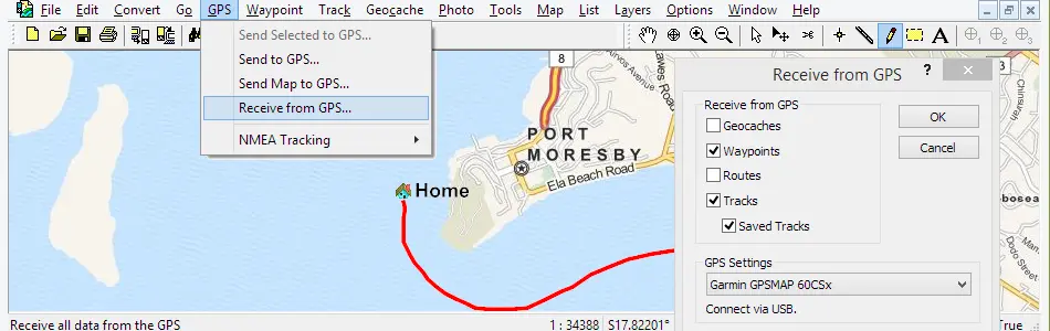 Map of Papua New Guinea in ExpertGPS GPS Mapping Software