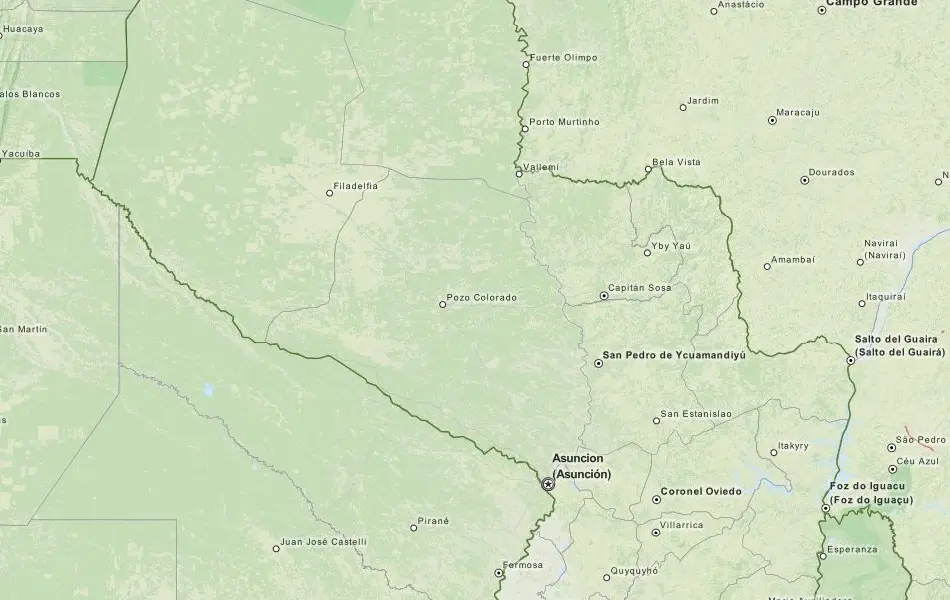 Map of Paraguay in ExpertGPS GPS Mapping Software