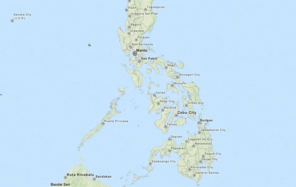 Map of Philippines in ExpertGPS GPS Mapping Software