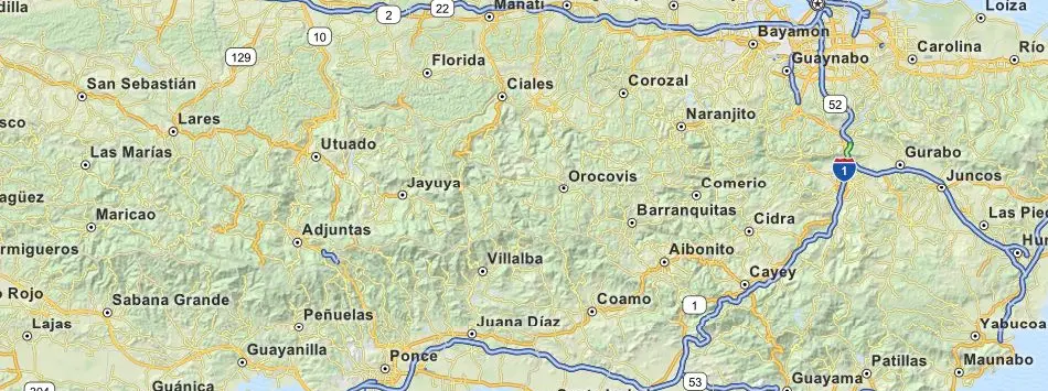 Map of Puerto Rico in ExpertGPS GPS Mapping Software
