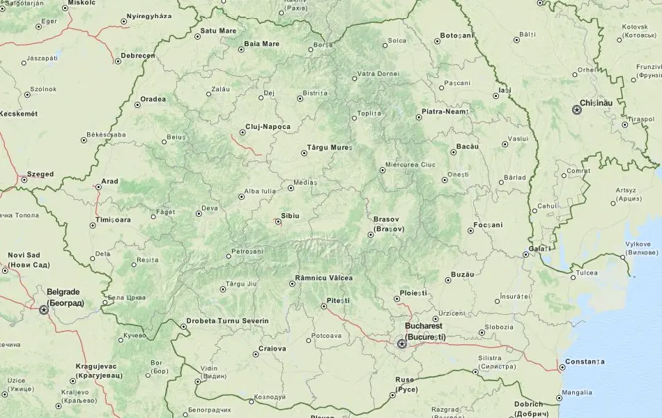 Map of Romania in ExpertGPS GPS Mapping Software