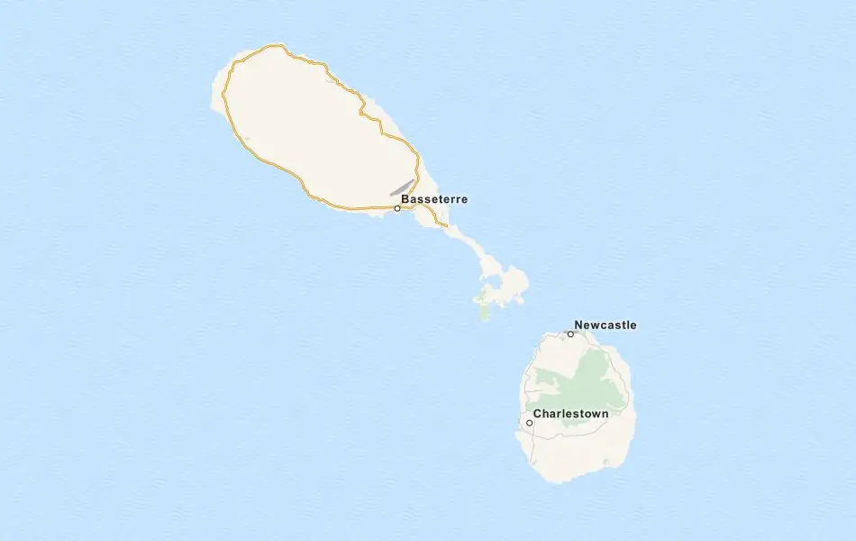 Map of Saint Kitts and Nevis in ExpertGPS GPS Mapping Software