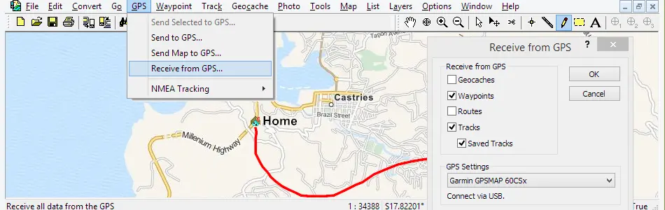 Map of Saint Lucia in ExpertGPS GPS Mapping Software