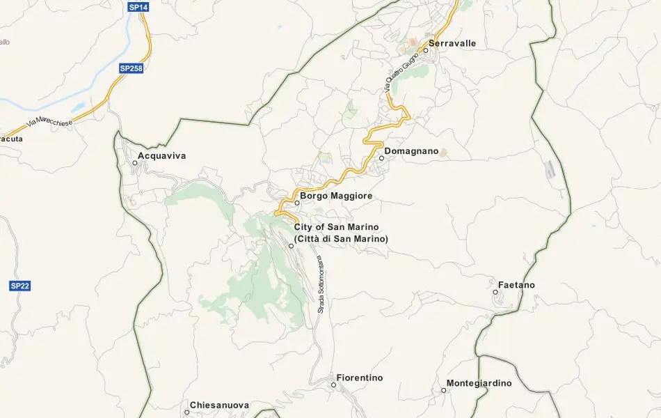 Map of San Marino in ExpertGPS GPS Mapping Software