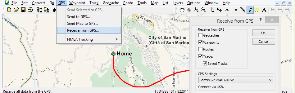 Map of San Marino in ExpertGPS GPS Mapping Software
