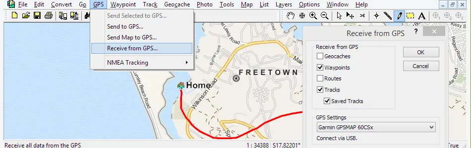 Map of Sierra Leone in ExpertGPS GPS Mapping Software