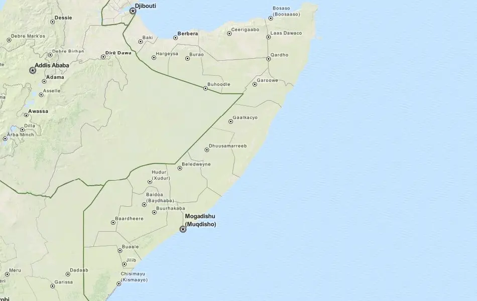 Map of Somalia in ExpertGPS GPS Mapping Software