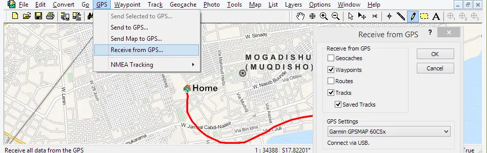 Map of Somalia in ExpertGPS GPS Mapping Software