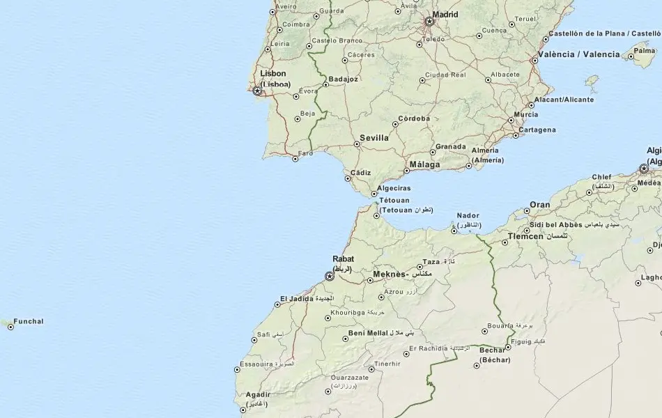 Map of Spain in ExpertGPS GPS Mapping Software