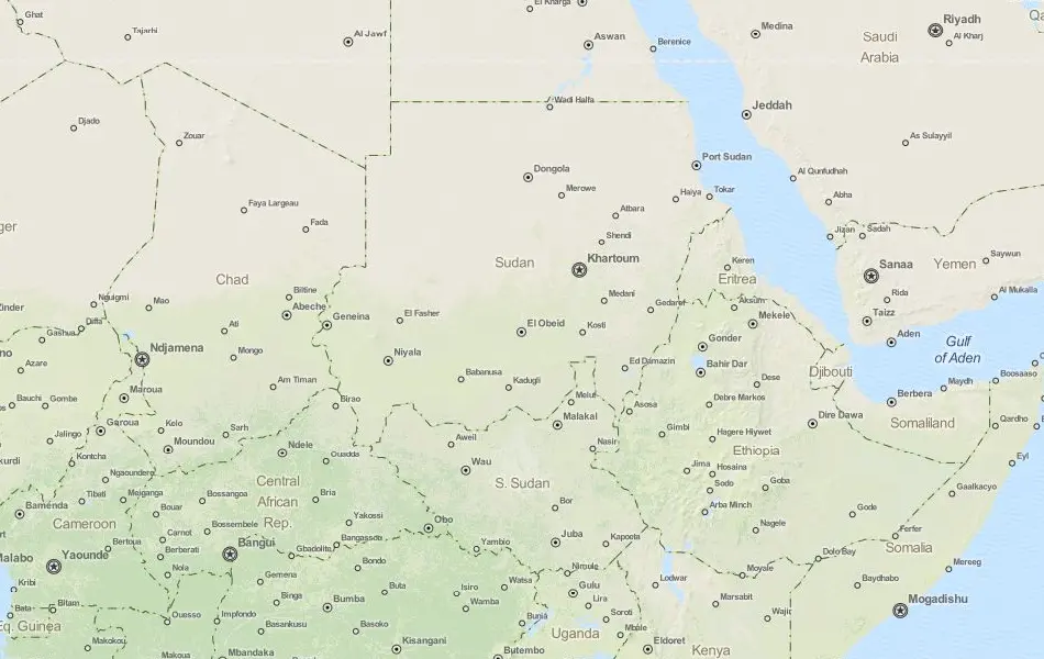 Map of Sudan in ExpertGPS GPS Mapping Software
