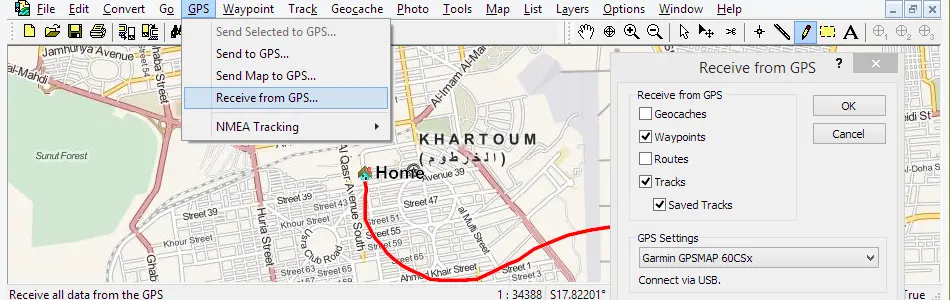 Map of Sudan in ExpertGPS GPS Mapping Software