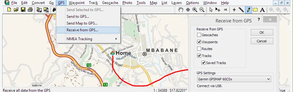 Map of Swaziland in ExpertGPS GPS Mapping Software