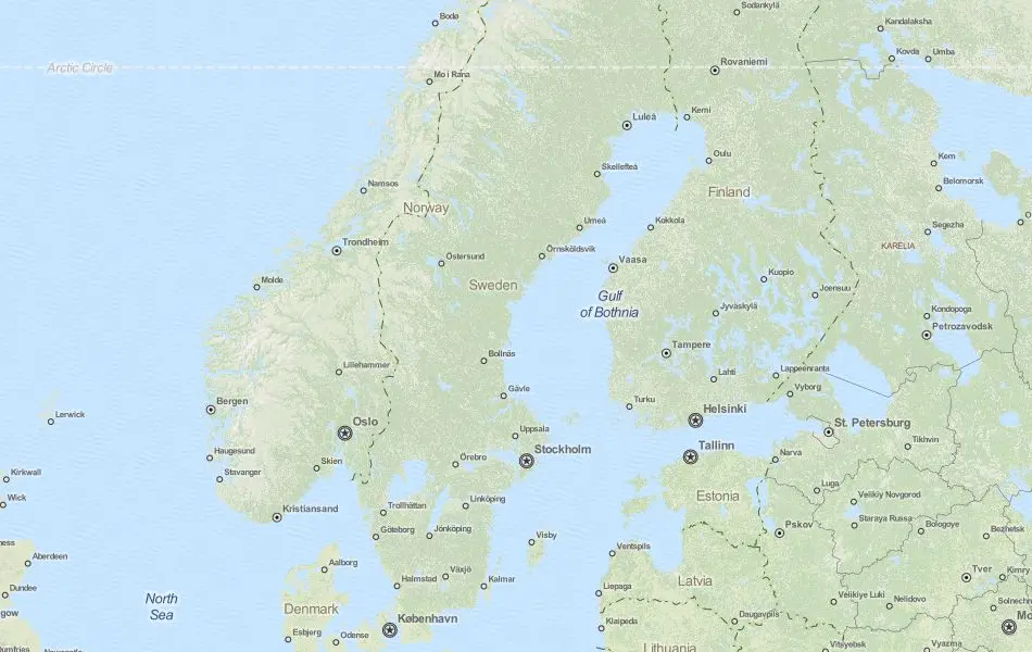 Map of Sweden in ExpertGPS GPS Mapping Software