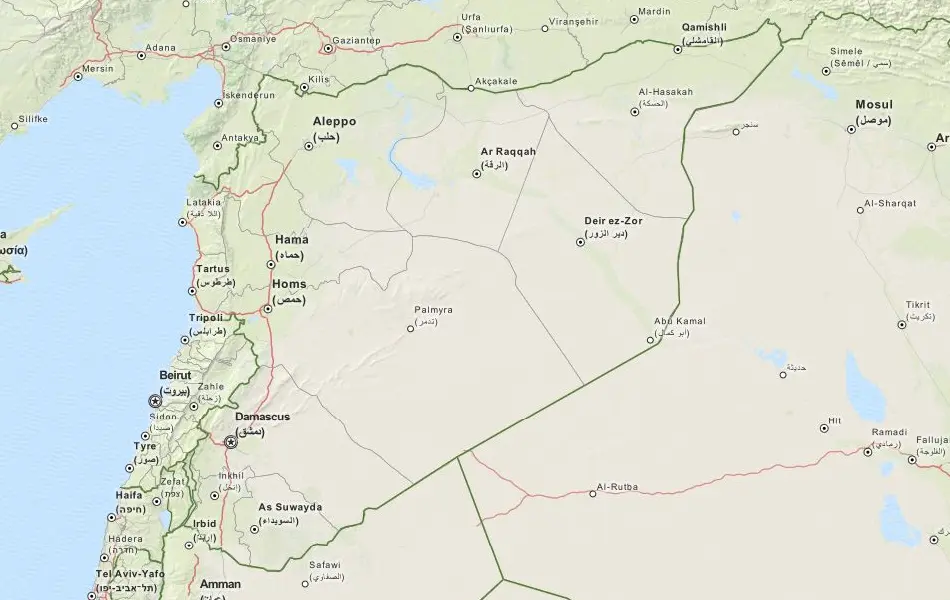 Map of Syria in ExpertGPS GPS Mapping Software