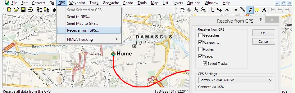 Map of Syria in ExpertGPS GPS Mapping Software