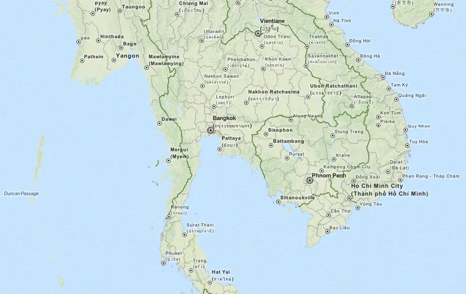 Map of Thailand in ExpertGPS GPS Mapping Software
