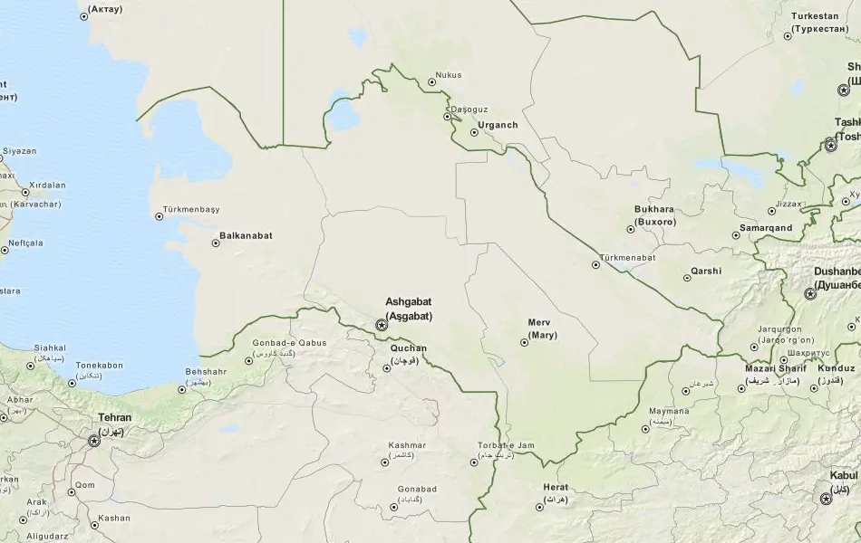 Map of Turkmenistan in ExpertGPS GPS Mapping Software