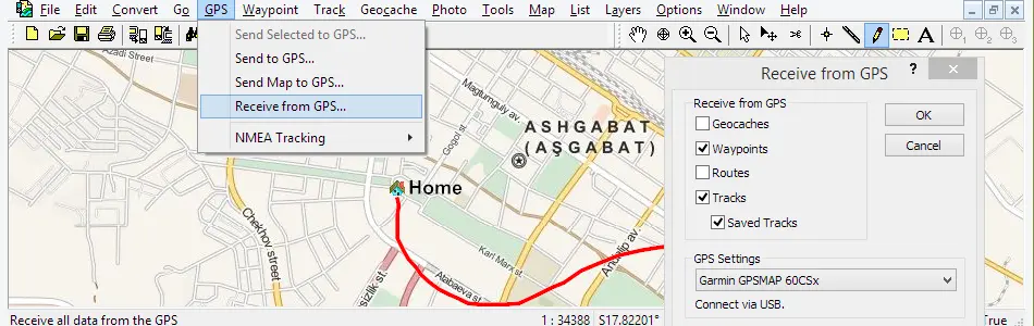 Map of Turkmenistan in ExpertGPS GPS Mapping Software