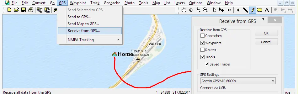 Map of Tuvalu in ExpertGPS GPS Mapping Software