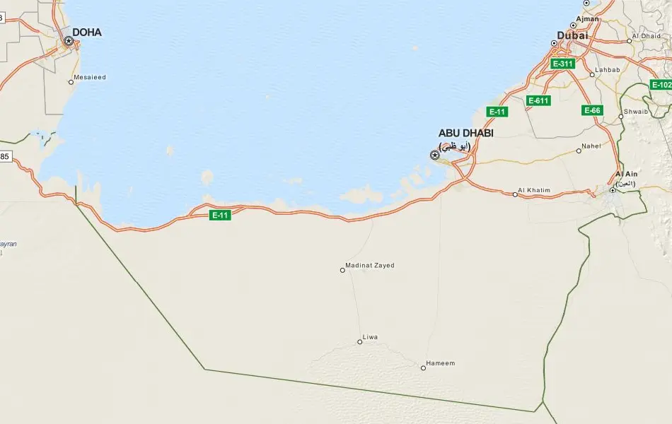 Map of United Arab Emirates in ExpertGPS GPS Mapping Software