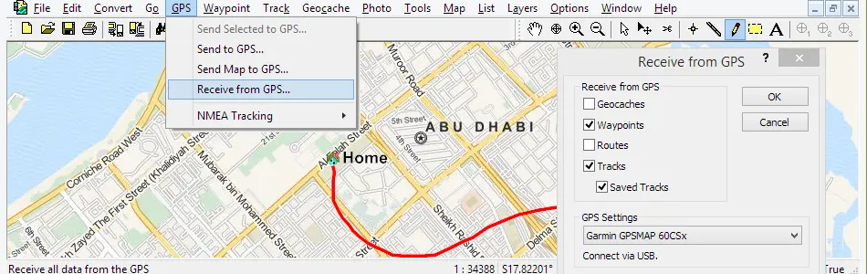 Map of United Arab Emirates in ExpertGPS GPS Mapping Software