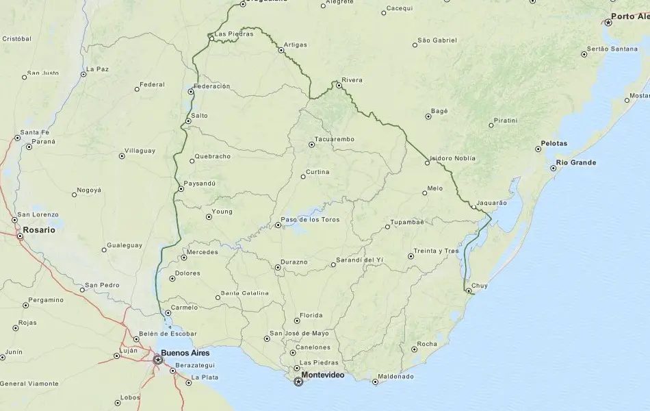 Map of Uruguay in ExpertGPS GPS Mapping Software