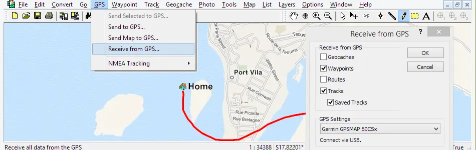 Map of Vanuatu in ExpertGPS GPS Mapping Software