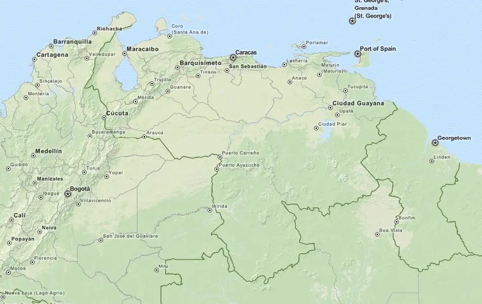Map of Venezuela in ExpertGPS GPS Mapping Software