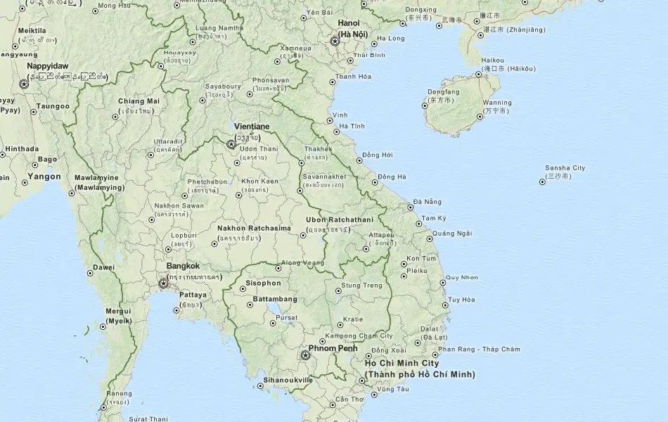 Map of Vietnam in ExpertGPS GPS Mapping Software